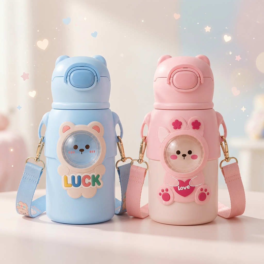 TinyHug Love Pink and Luck Blue insulated kids bottles