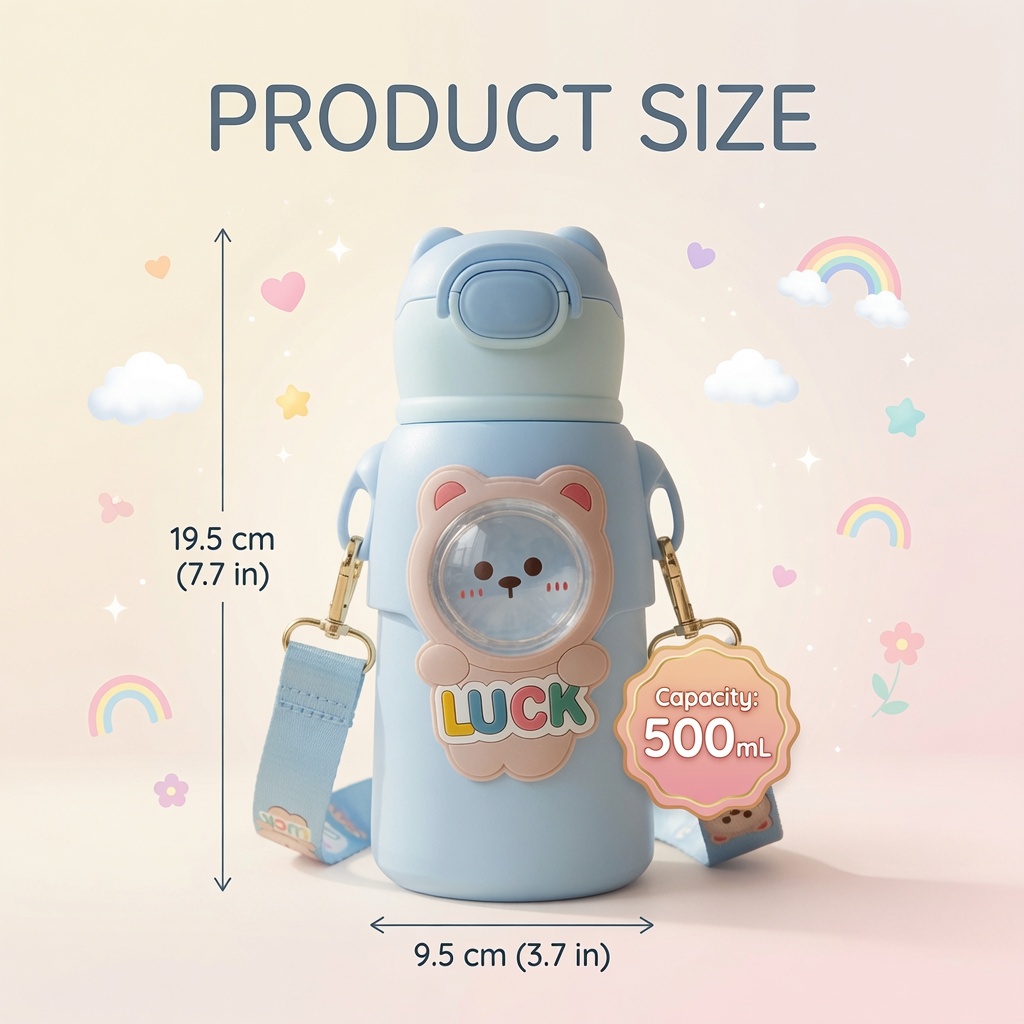 TinyHug Luck Blue 500 mL bottle size guide